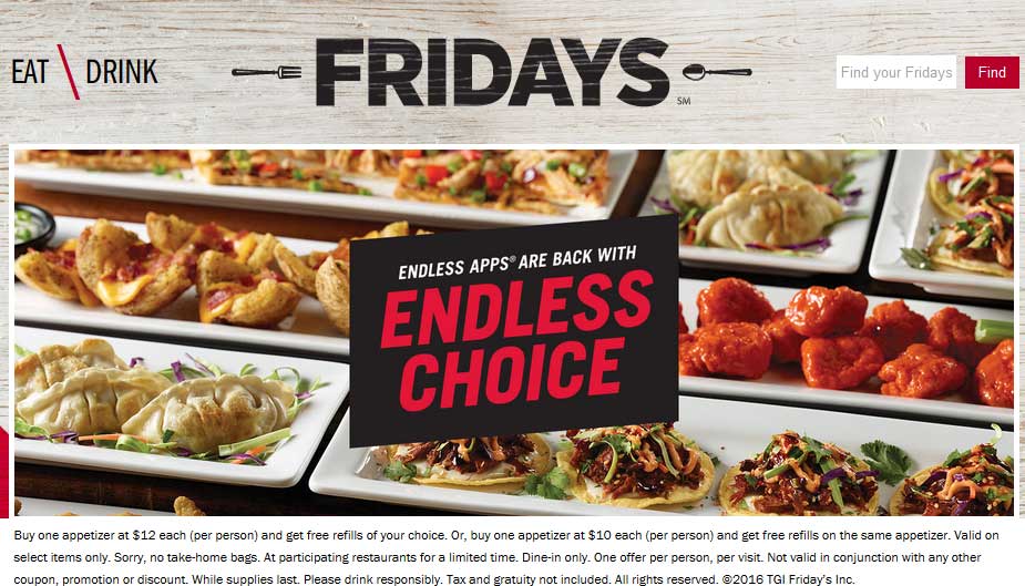 TGI Fridays coupons & promo code for [May 2024]