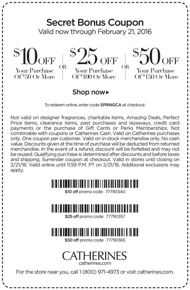 Catherines Coupon April 2024 $10 off $50 & more today at Catherines, or online via promo code SPRINGCA