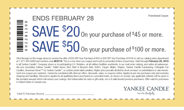 Yankee Candle Coupon April 2024 $20 off $45 & more at Yankee Candle, or online via promo code BEST16
