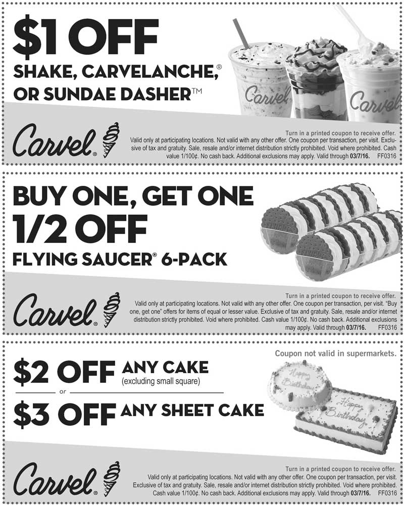 Carvel December 2020 Coupons and Promo Codes 🛒