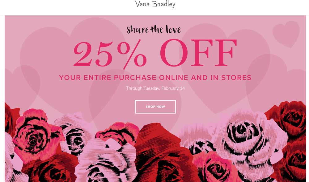 Vera Bradley Coupon April 2024 25% off everything at Vera Bradley, ditto online