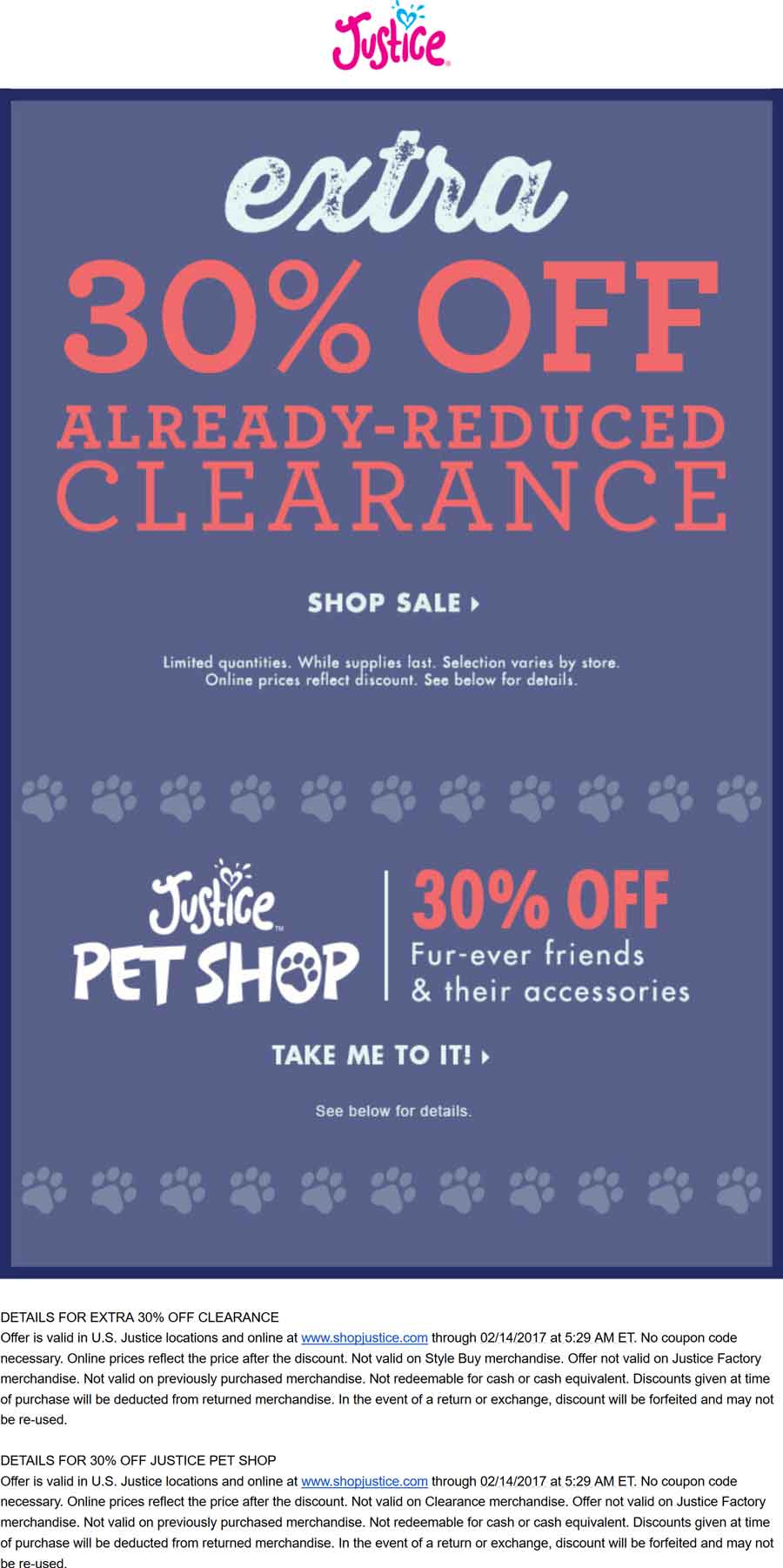 Justice Coupon April 2024 Extra 30% off clearance today at Justice, ditto online