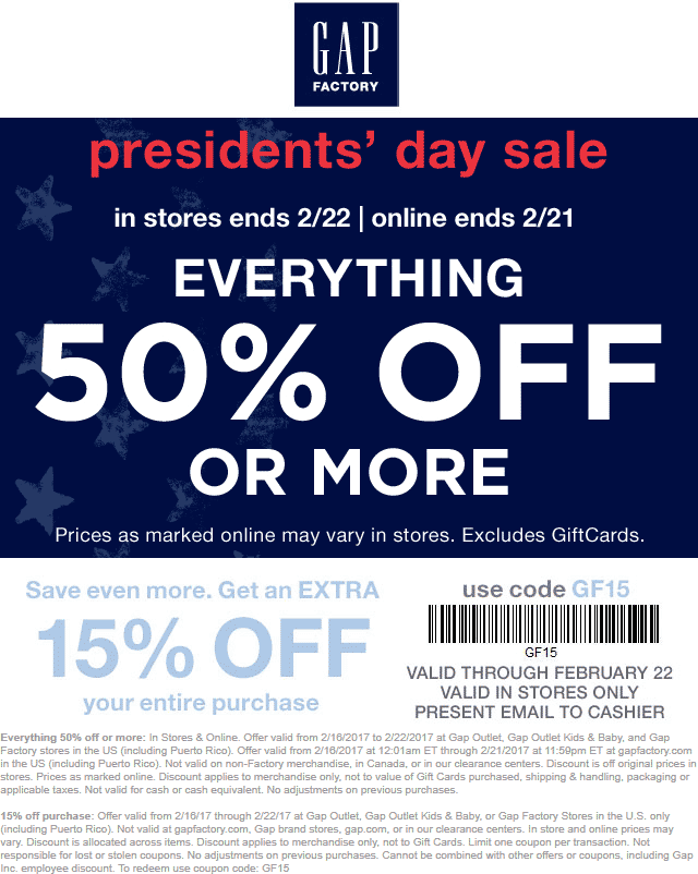 Gap Factory Coupon April 2024 Extra 50% & more off everything at Gap Factory, ditto online