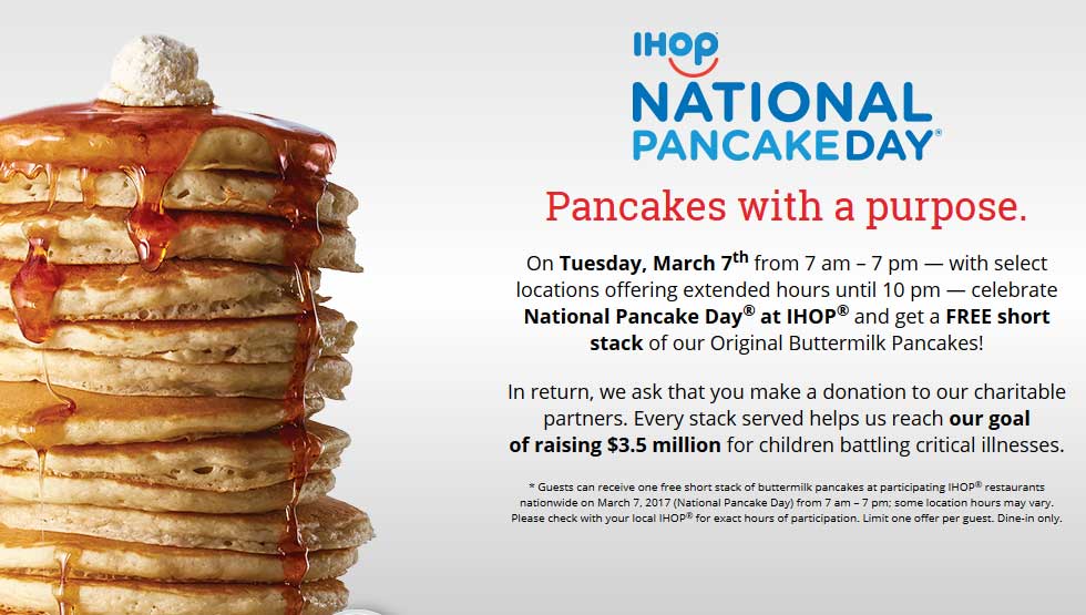 IHOP Coupon April 2024 Free pancakes the 7th at IHOP