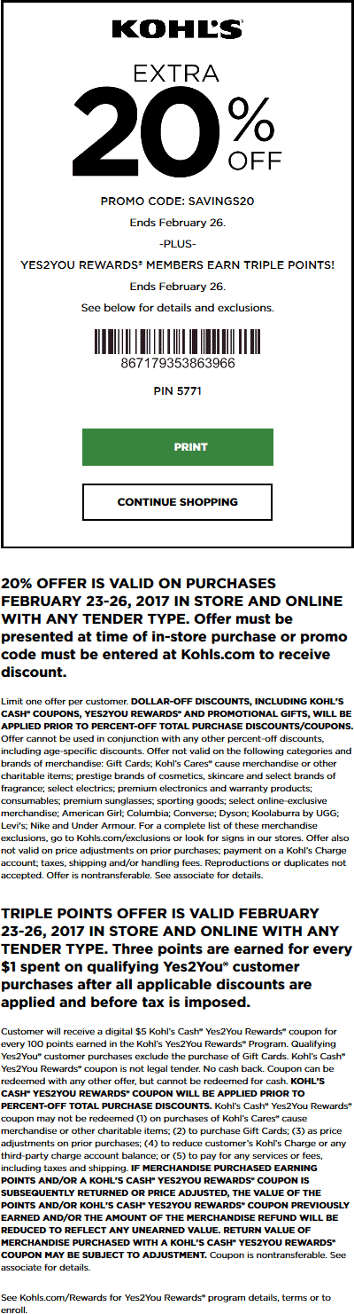 Kohls Coupon April 2024 20% off at Kohls, or online via promo code SAVINGS20