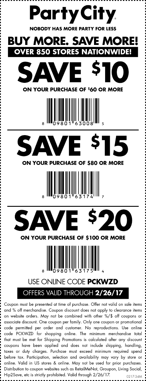 Party City Coupon April 2024 $10 off $60 & more at Party City, or online via promo code PCKWZD