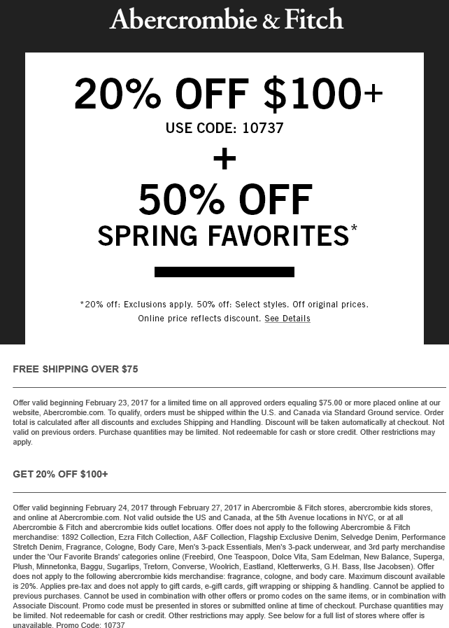 abercrombie & fitch promo code