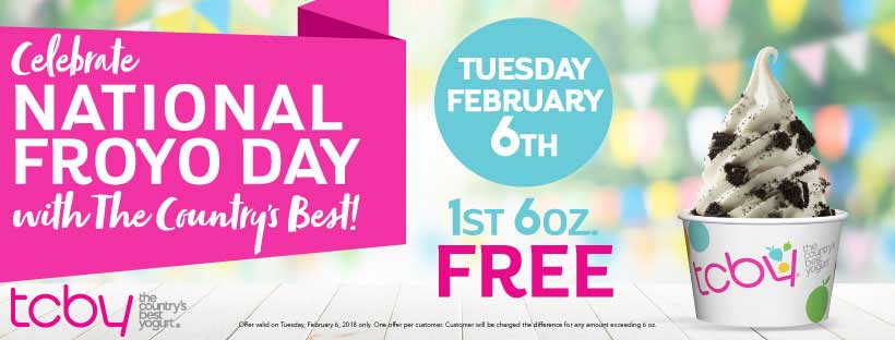 TCBY Coupon April 2024 Free froyo Tuesday at TCBY ice cream