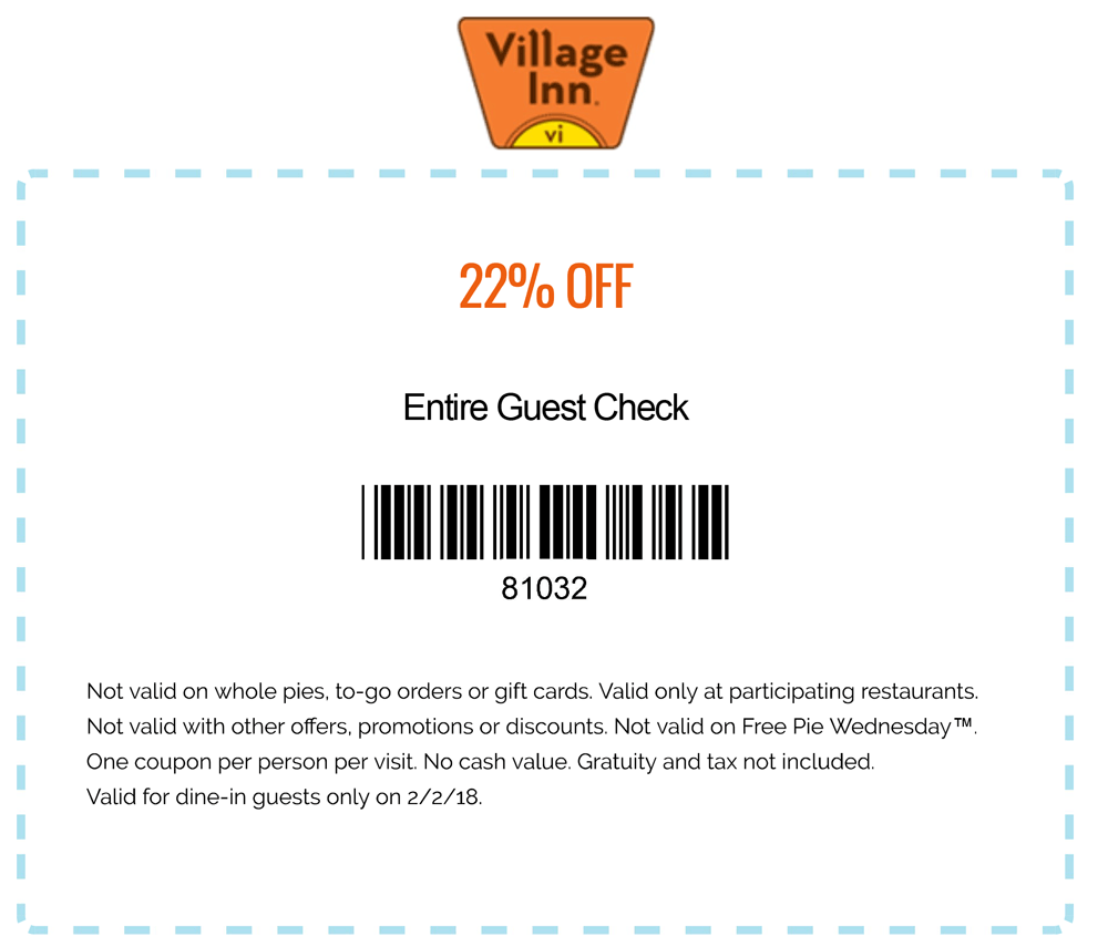 Village Inn Coupon April 2024 22% off today at Village Inn restaurants