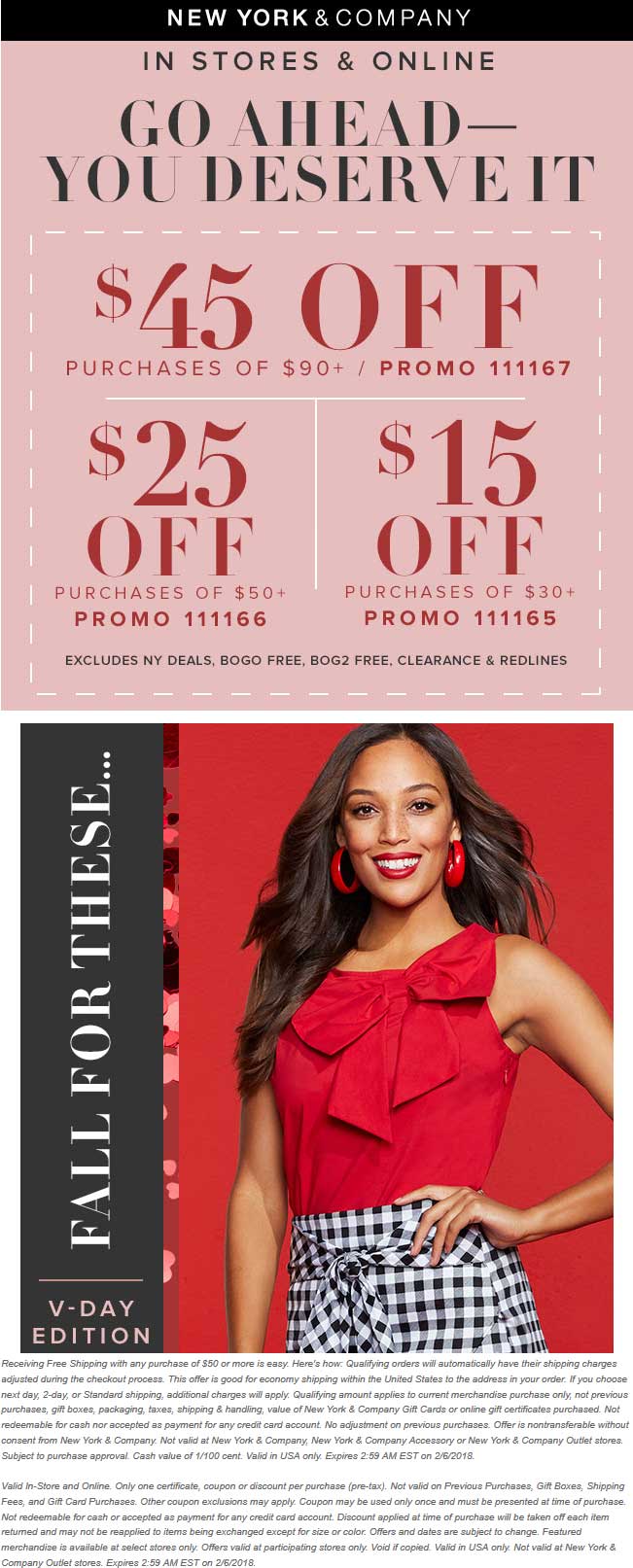 New York & Company Coupon April 2024 $15 off $30 & more today at New York & Company, or online via promo code 111165