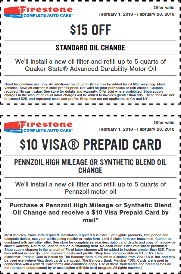 Firestone Coupon April 2024 $15 off an oil change at Firestone auto care