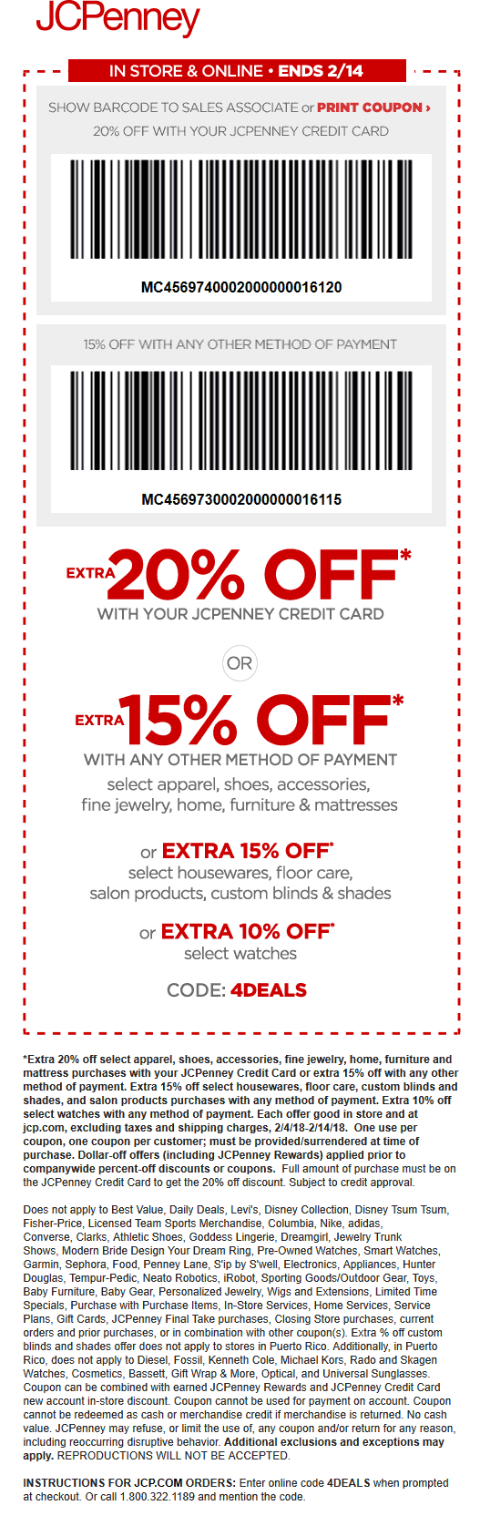 JCPenney Coupon March 2024 15% off at JCPenney, or online via promo code 4DEALS