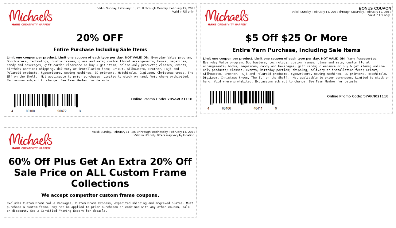 Michaels Coupon April 2024 20% off at Michaels, or online via promo code 20SAVE21118