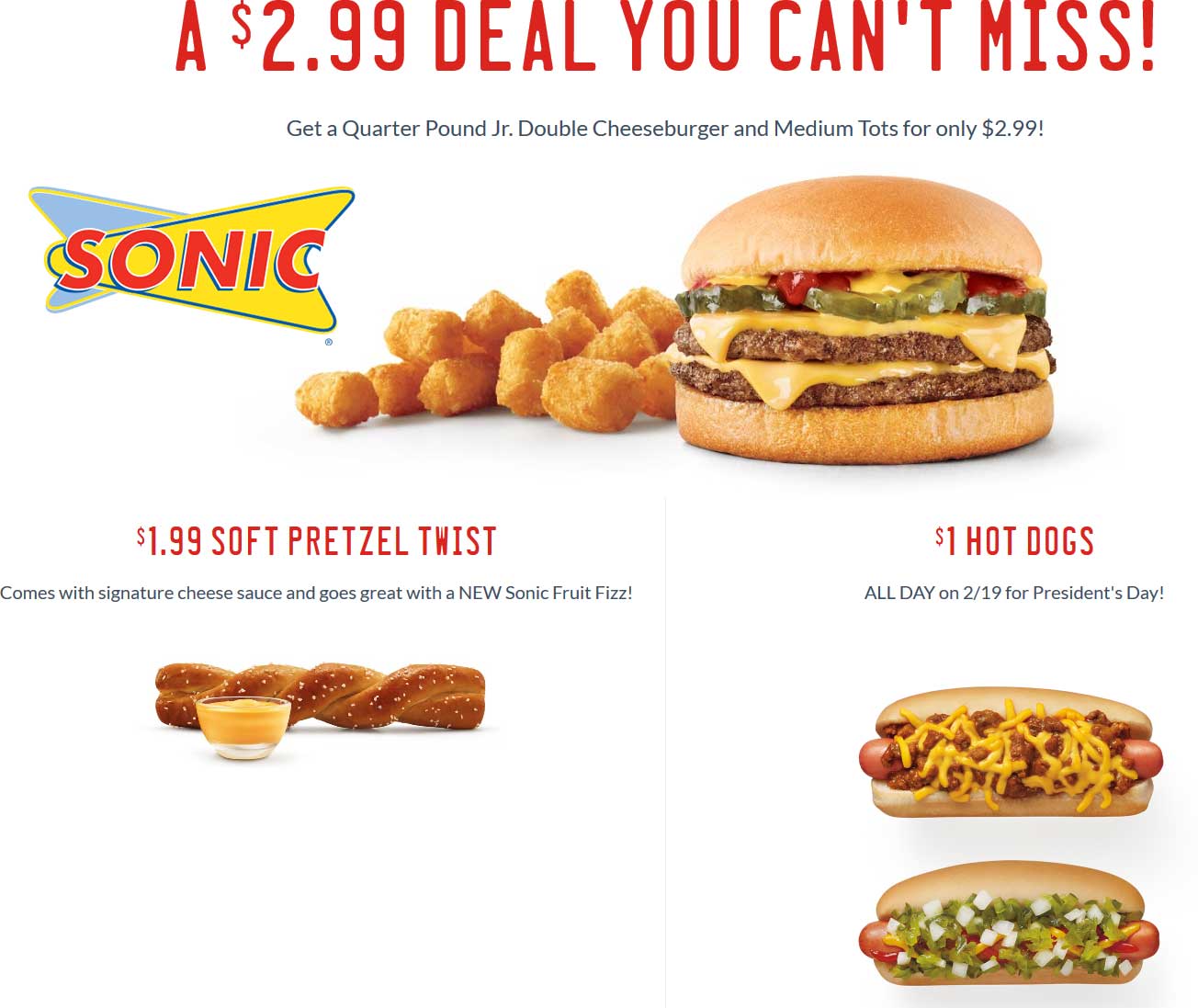 Sonic Drive-In Coupon April 2024 $1 hot dogs the 19th at Sonic Drive-In restaurants