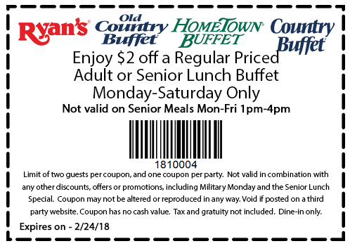Old Country Buffet Coupon April 2024 $20 off lunch buffet at Ryans, HomeTown Buffet & Old Country Buffet