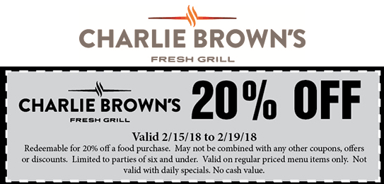 Charlie Browns Coupon March 2024 20% off at Charlie Browns fresh grill restaurants