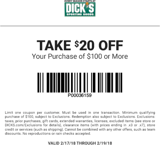 Dicks Coupon April 2024 $20 off $100 at Dicks Sporting Goods