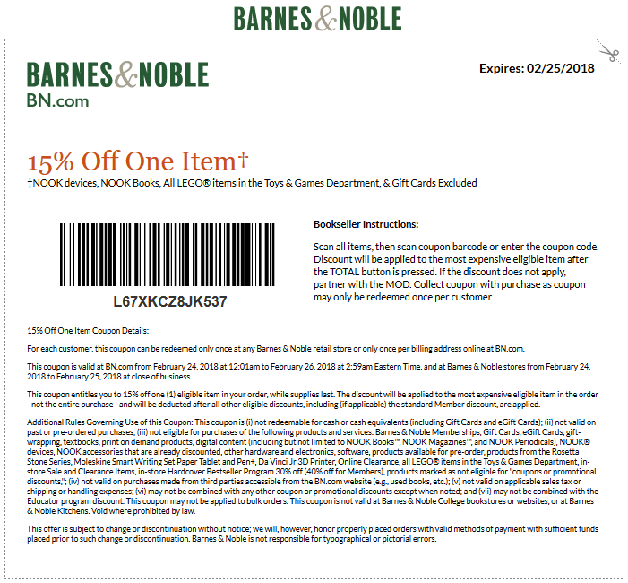 Barnes Noble February 2020 Coupons And Promo Codes