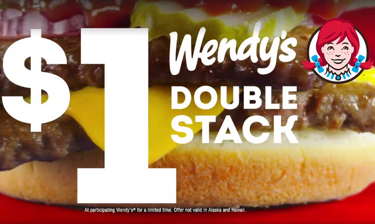 Wendys Coupon April 2024 $1 double stack cheeseburgers going on at Wendys