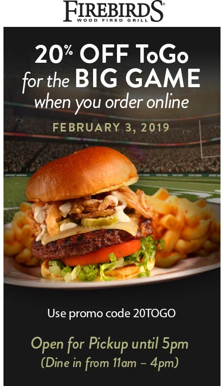 Firebirds coupons & promo code for [October 2022]