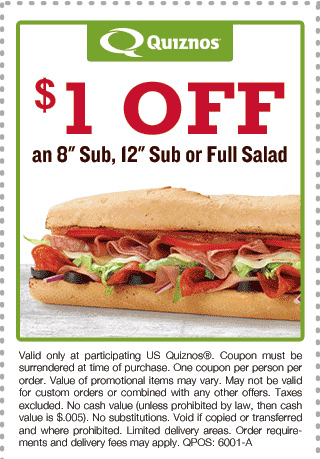 Quiznos coupons & promo code for [May 2022]