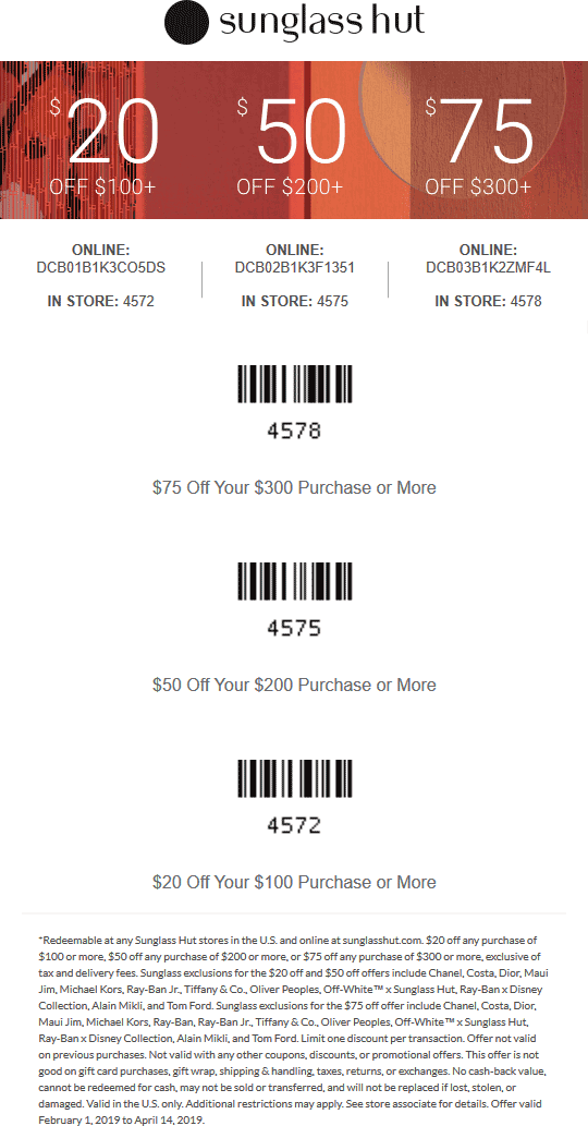 Sunglass Hut coupons & promo code for [October 2022]