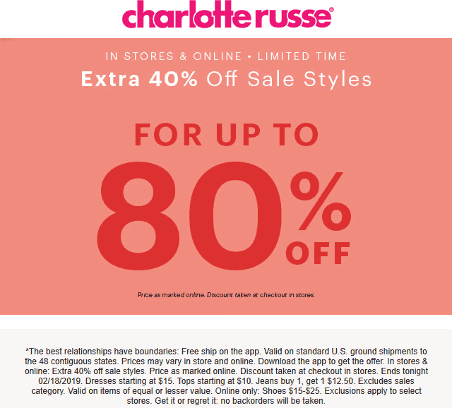 Charlotte Russe coupons & promo code for [May 2022]