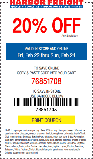 Harbor Freight coupons & promo code for [May 2022]