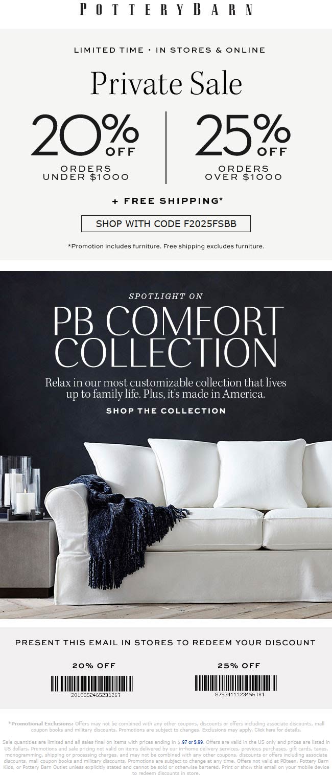 Coupon For Free Shipping Pottery Barn Brainly