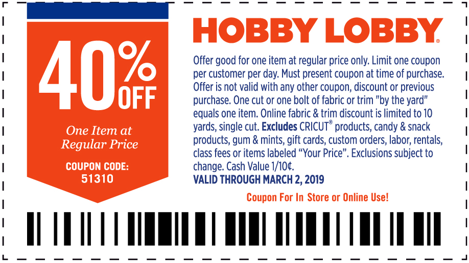 Hobby Lobby coupons & promo code for [September 2022]