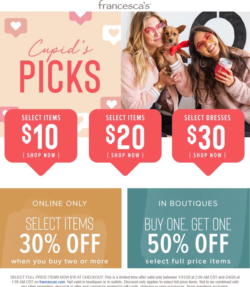 Francescas coupons & promo code for [October 2022]