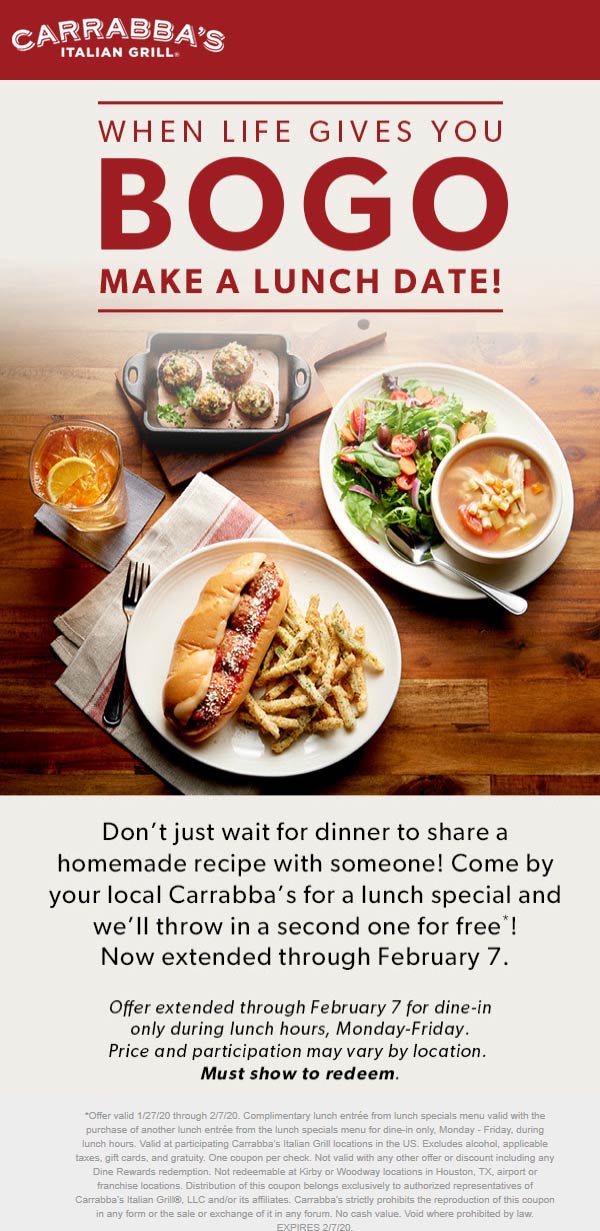 Carrabbas coupons & promo code for [May 2022]