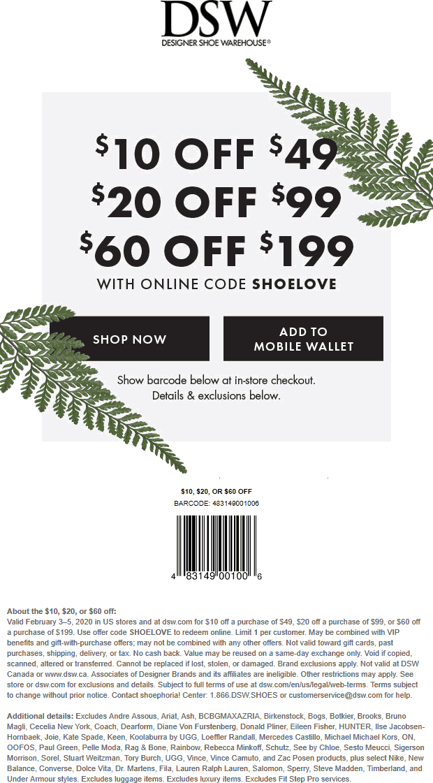 dsw mobile coupon