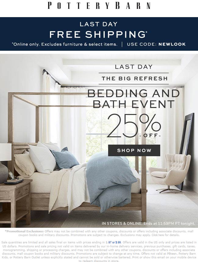 Pottery Barn coupons & promo code for July 2025