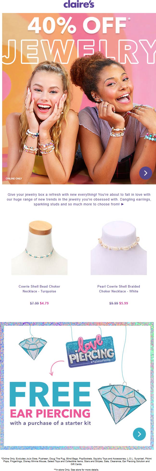 Claires coupons & promo code for July 2025