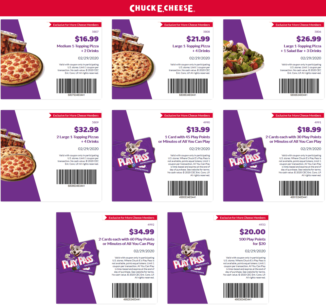 Chuck E. Cheese coupons & promo code for July 2025