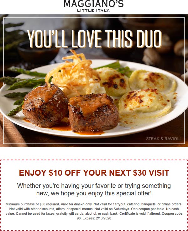 Maggianos Little Italy coupons & promo code for July 2025