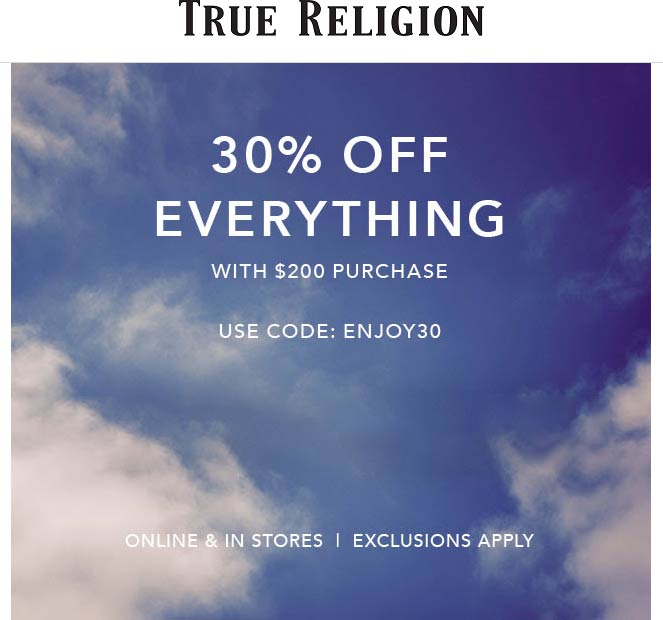 True Religion coupons & promo code for June 2025
