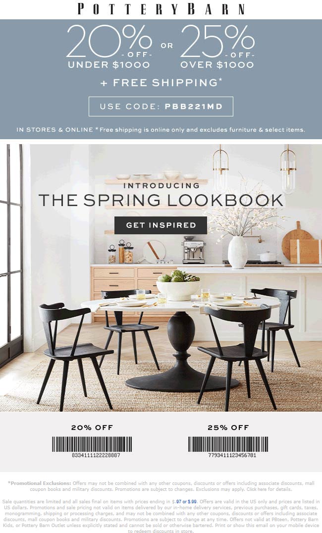 Pottery Barn coupons & promo code for [May 2022]