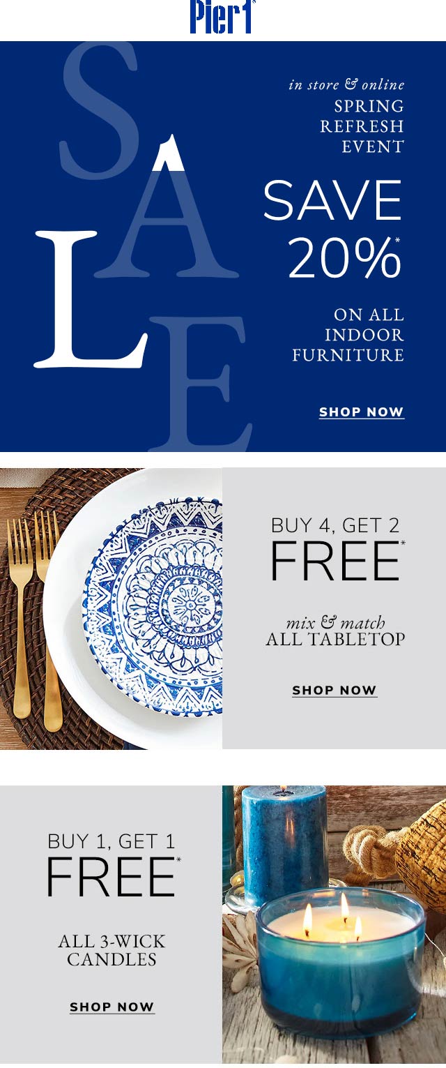 Pier 1 coupons & promo code for [May 2022]