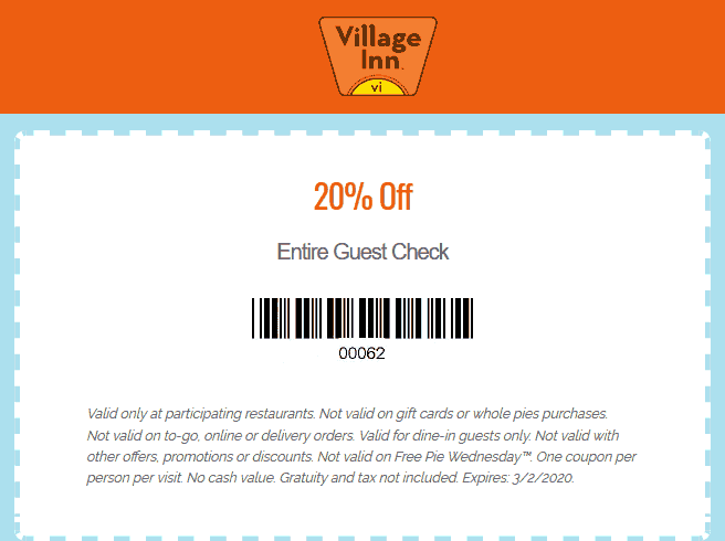 Village Inn coupons & promo code for [October 2022]