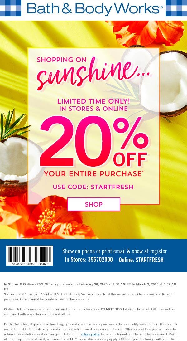 Bath & Body Works coupons & promo code for July 2025