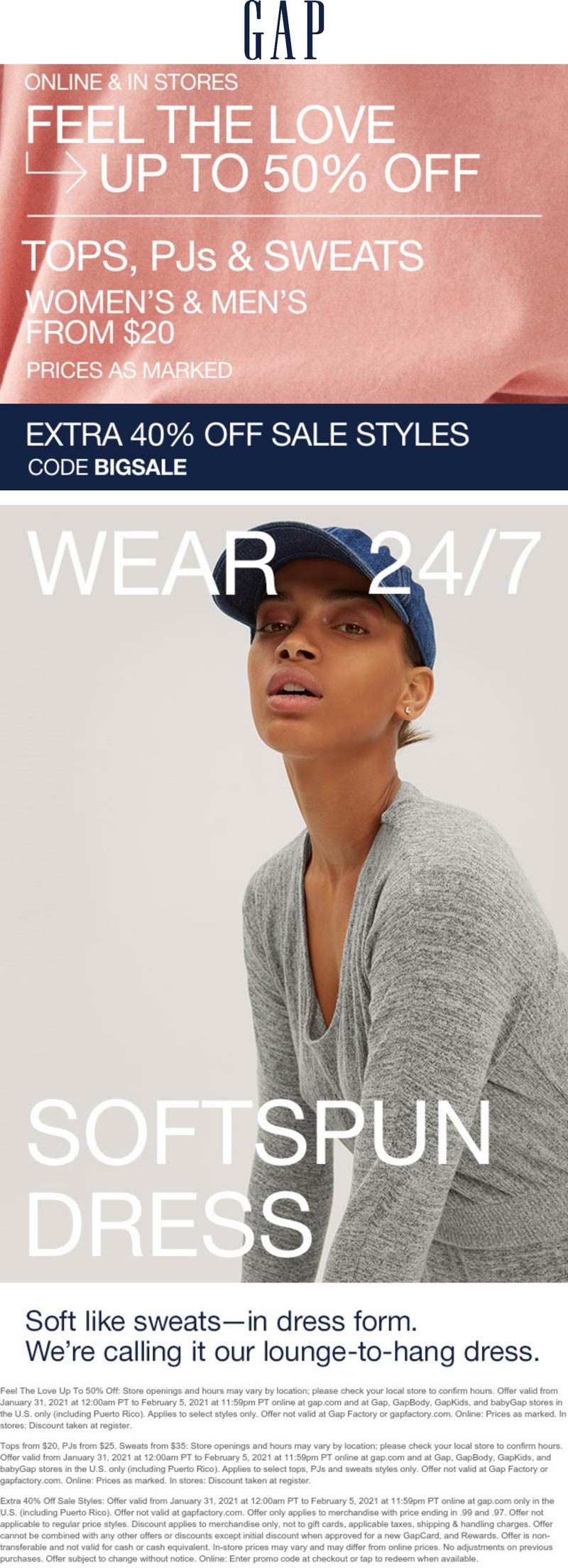 Gap stores Coupon  Extra 40% off sale styles online at Gap via promo code BIGSALE #gap 