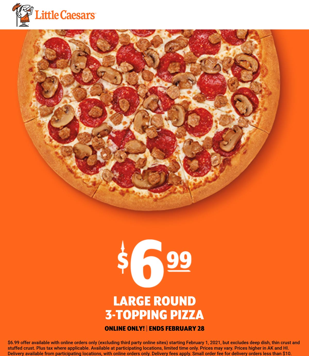 Large 3topping pizza for 7 at Little Caesars littlecaesars The