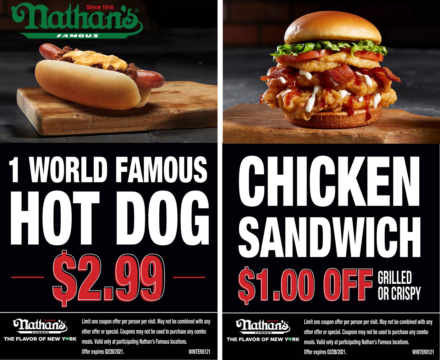Nathans Famous restaurants Coupon  $3 hot dog & more at Nathans Famous restaurants #nathansfamous 