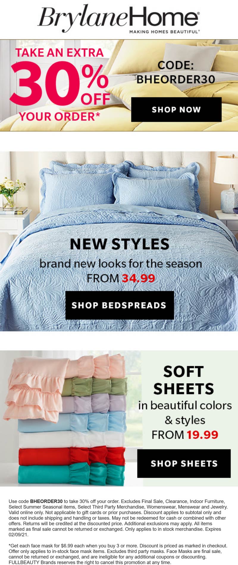 Brylane Home stores Coupon  Extra 30% off at Brylane Home via promo code BHEORDER30 #brylanehome 