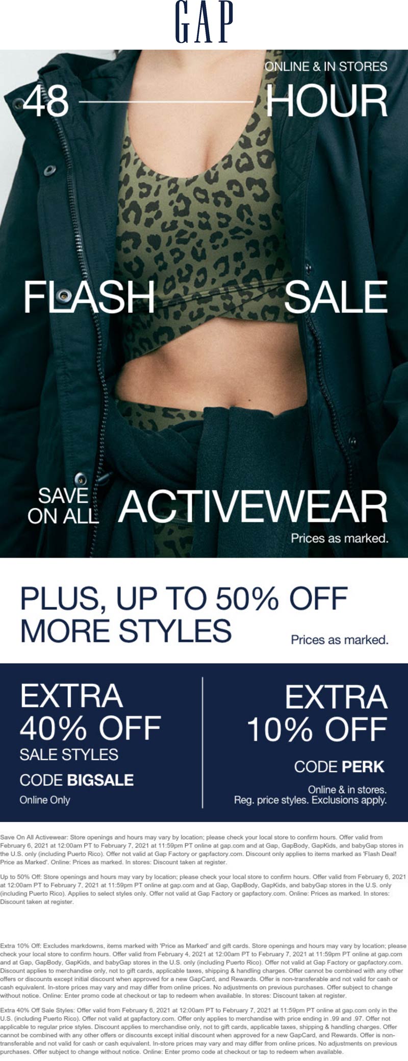 Gap stores Coupon  Extra 10-40% off sale styles at Gap, or online via promos PERK and BIGSALE #gap 