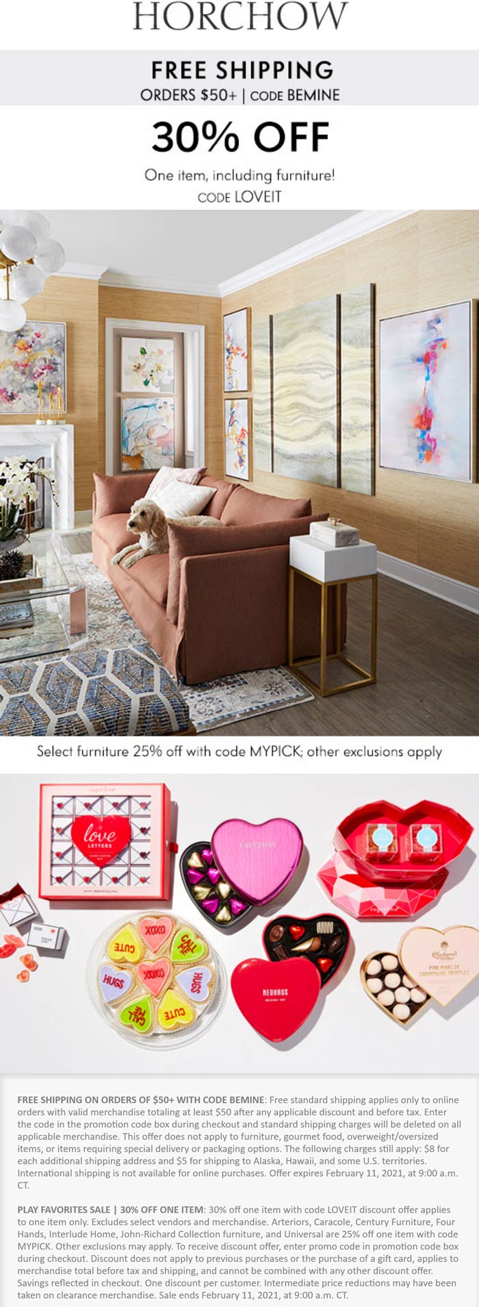 Horchow stores Coupon  30% off a single item at Horchow via promo code LOVEIT #horchow 