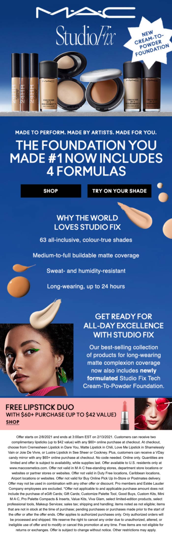MAC stores Coupon  Free lipstick duo with $60 spent online at MAC cosmetics #mac 