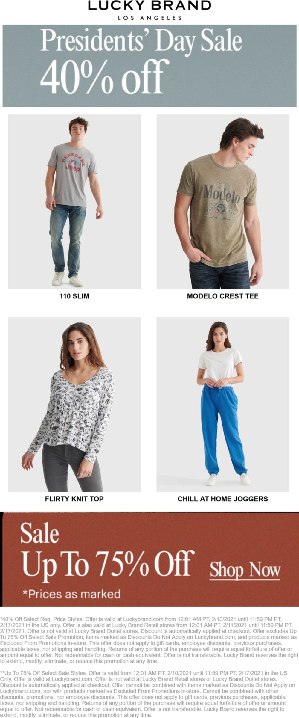 40 off & more at Lucky Brand, ditto online luckybrand The Coupons App®